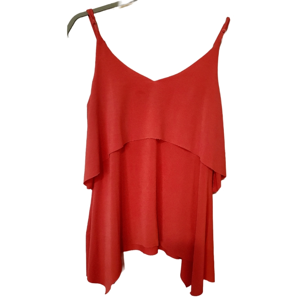 Women's coral salmon ruffled layered Cami tank top Maurices size medium